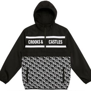 Crooks & Castles Half-Zip Windbreaker Jacket – Black/White